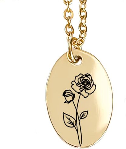 Mother's Day Birth Flower Name Necklace Personalized 18K Gold Plated Birth Month Flower Necklace Dainty Flower Necklace Custom Jewelry Birthday Gift for Women in Saudi Arabia