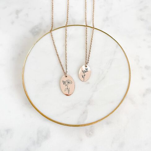 Mother's Day Birth Flower Name Necklace Personalized 18K Gold Plated Birth Month Flower Necklace Dainty Flower Necklace Custom Jewelry Birthday Gift for Women in Saudi Arabia