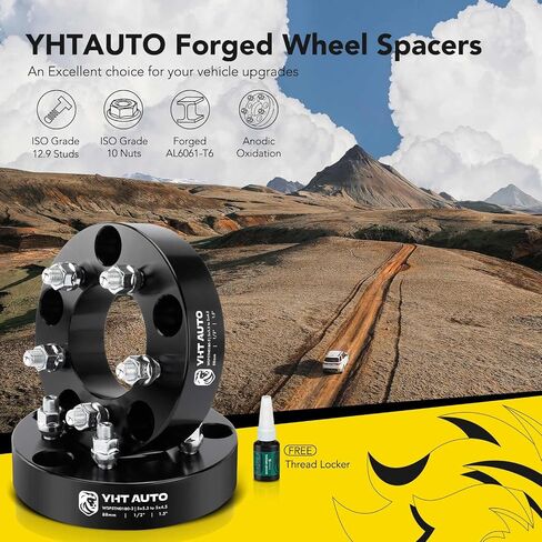 YHTAUTO 5x5.5 to 5x4.5 Wheel Adapters 1.5 inch Fits Ram 1500 1994-2001 & Ford F-150 Bronco 1992-1996, E-150 Econoline 1992-2006, 5 Lug Forged Tire Adapters 1/2"-20 & 12.9 Studs, 88mm Center Bore, 4PCS in Saudi Arabia