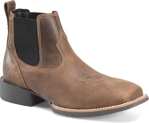 PHANTOM RIDER Dorton Mens Chelsea Boots Western Leather Square Toe Slip On Cowboy Dress Casual Work Ranch Wide Fit in Kuwait