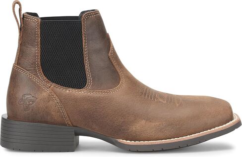 PHANTOM RIDER Dorton Mens Chelsea Boots Western Leather Square Toe Slip On Cowboy Dress Casual Work Ranch Wide Fit in Kuwait