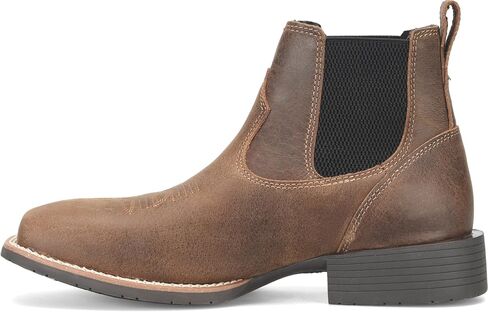 PHANTOM RIDER Dorton Mens Chelsea Boots Western Leather Square Toe Slip On Cowboy Dress Casual Work Ranch Wide Fit in Kuwait