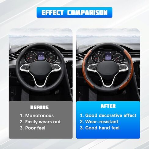 Carbon Fiber Car Steering Wheel Cover, Anti-Skid Breathable Leather Segmented Vehicle Steering Wheel Protecter, Comfortable Grip Automotive Interior Accessories, Universal Fit (Brown) in Saudi Arabia