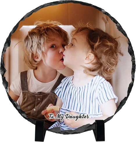 ALBK Custom Rock Slate Frame - Personalized Photo Stone Frame Plaque Birthday Gifts For Mom Dad Boyfriend for Christmas Thanksgiving Xmas Mothers Fathers Day Valentine's Day Heart Shaped in Saudi Arabia