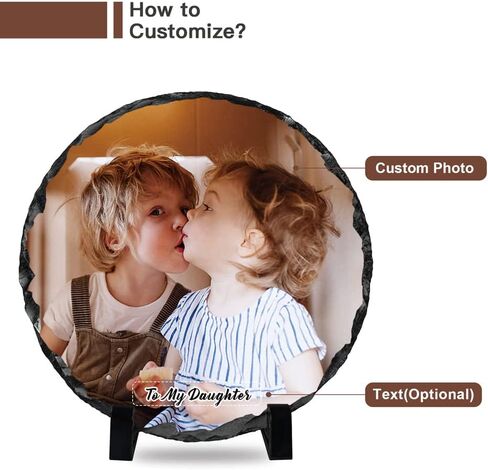 ALBK Custom Rock Slate Frame - Personalized Photo Stone Frame Plaque Birthday Gifts For Mom Dad Boyfriend for Christmas Thanksgiving Xmas Mothers Fathers Day Valentine's Day Heart Shaped in Saudi Arabia