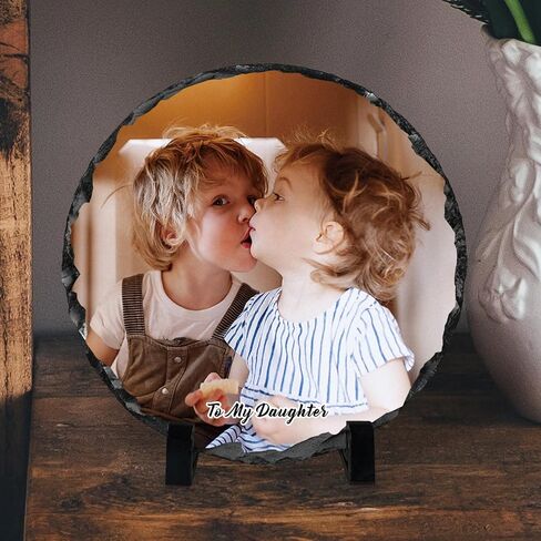 ALBK Custom Rock Slate Frame - Personalized Photo Stone Frame Plaque Birthday Gifts For Mom Dad Boyfriend for Christmas Thanksgiving Xmas Mothers Fathers Day Valentine's Day Heart Shaped in Saudi Arabia