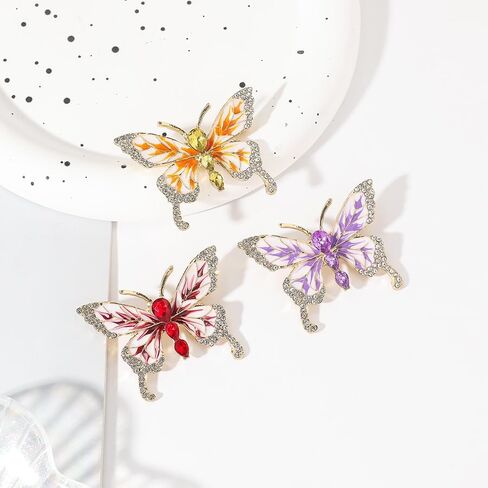 Multicolor Shiny Crystal Butterfly Brooch Vintage Rhinestone Insect Lapel Pins Hat Dress Accessories Wedding Birthday Formal Dinner Accessories Gifts in Saudi Arabia
