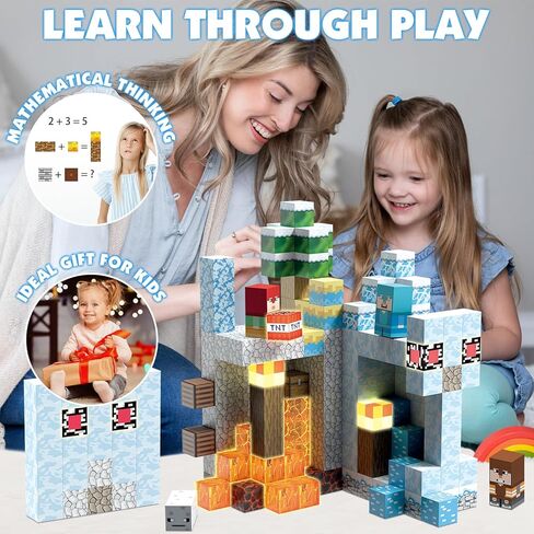 213 PCS Magnetic Blocks Building Blocks Set Sword Kids Building Toys for Toddler Boys Girls 3+, STEM Sensory Magnetic Cubes Christmas Birthday Present Construction Building Toys in Kuwait