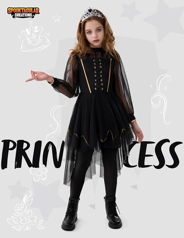 Spooktacular Creations Halloween Child Girl Black Princess Costume, Fallen Dress Outfit for Kids Roleplay Themed Parties in Saudi Arabia