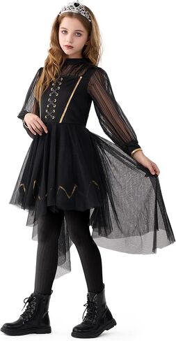 Spooktacular Creations Halloween Child Girl Black Princess Costume, Fallen Dress Outfit for Kids Roleplay Themed Parties in Saudi Arabia