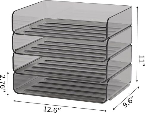 2-Tier Paper Tray Desk Organizer,Paper Organizer with a Pen Holder,Stackable Paper Tray,paper Organizer Paper Tray for File,Paper,Letter,Books,Paper Folder(Clear) in Kuwait