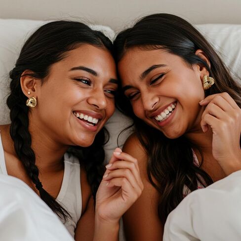 مجموعة 9 أزواج من الأقراط الذهبية للنساء، أقراط كبيرة خفيفة الوزن لا تسبب الحساسية، أقراط ذهبية مكتنزة للنساء مجوهرات in Kuwait