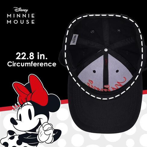 Disney Minnie Mouse Baseball Cap Hat, 3D Ears and Polka Dot Bow with Embroidered Script, Black/Red in Saudi Arabia