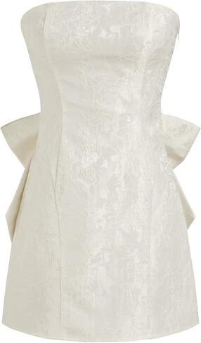 CIDER Mini Dress Bow Jacquard Tube Strapless A Line Party Homecoming Club Dress Collarless Neck in Saudi Arabia