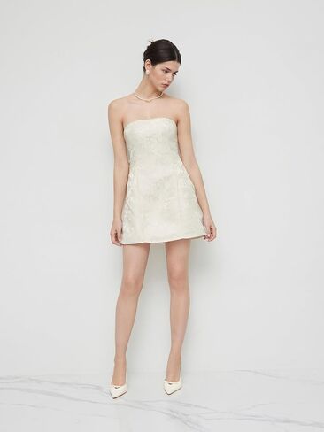 CIDER Mini Dress Bow Jacquard Tube Strapless A Line Party Homecoming Club Dress Collarless Neck in Saudi Arabia