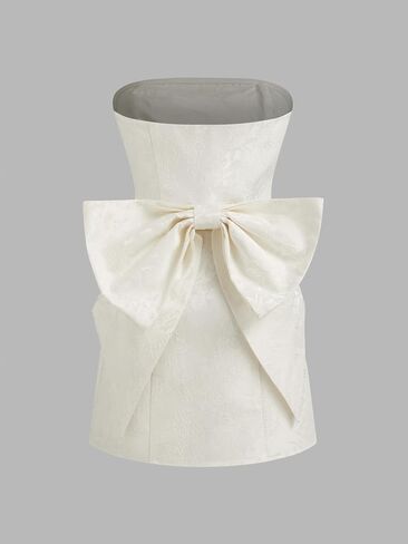 CIDER Mini Dress Bow Jacquard Tube Strapless A Line Party Homecoming Club Dress Collarless Neck in Saudi Arabia