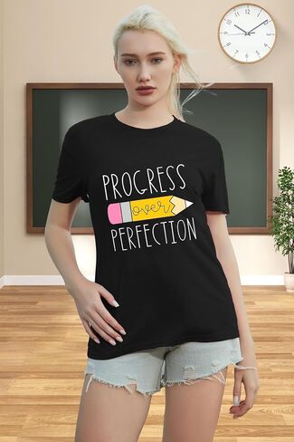 Teacher Shirt for Women Teach Teaching Tshirt Progress Over Perfection Teacher Tee Top in Kuwait