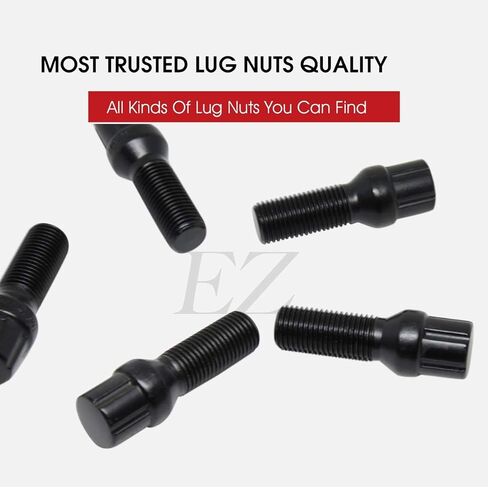 20 Pc 12x1.5 Black Spline Tuner Lug Bolts 40MM Shank for Aftermarket Wheels to Fit Many BMW Mercedes Audi VW Models with 12mm Studs in Saudi Arabia