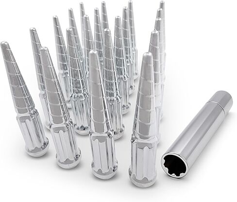 24 Pc Twisted Spline Spike Lug Nuts 7/16" Chrome for Chevy Belair Corvette 68-82 Impala Caprice 77-87 El Camino 64-81 in Saudi Arabia