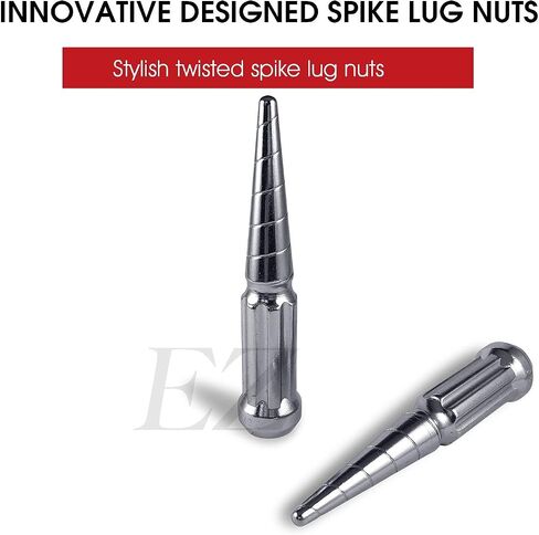24 Pc Twisted Spline Spike Lug Nuts 7/16" Chrome for Chevy Belair Corvette 68-82 Impala Caprice 77-87 El Camino 64-81 in Saudi Arabia