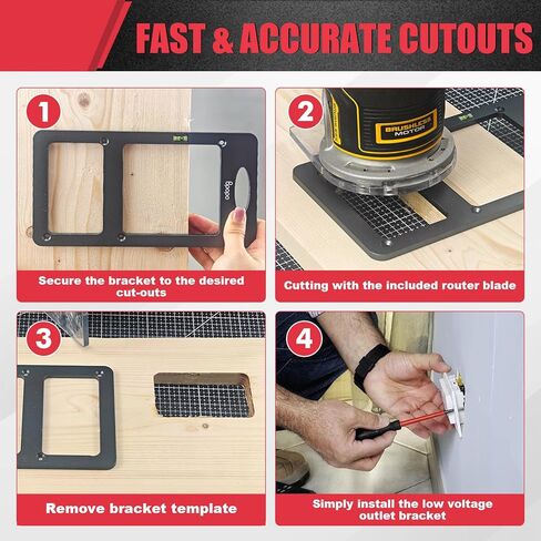 Low Voltage Mounting Bracket Template, Quick & Precise Cutout Guide for Single & Double Gang Outlets – Easy, Level Cuts for Wood Walls – No Tracing Needed in Kuwait