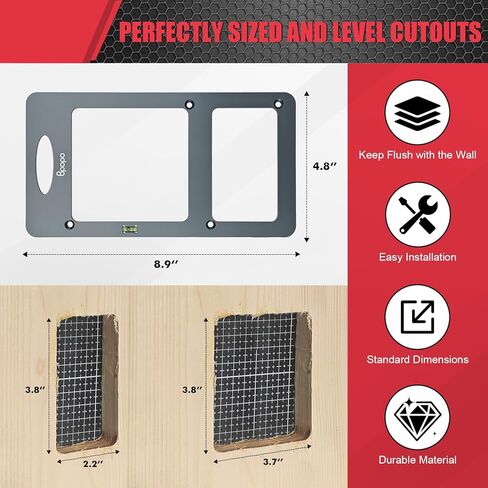 Low Voltage Mounting Bracket Template, Quick & Precise Cutout Guide for Single & Double Gang Outlets – Easy, Level Cuts for Wood Walls – No Tracing Needed in Kuwait