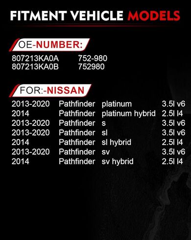 منظم النوافذ الأمامي الأيسر للسائق بدون محرك لـ: -Nissan Pathfinder 2013 2014 2015 2016 2017 2018 2019 2020، 4 أبواب رياضية 2.5L L4 3.5L V6، استبدال # 807213KA0A in Saudi Arabia