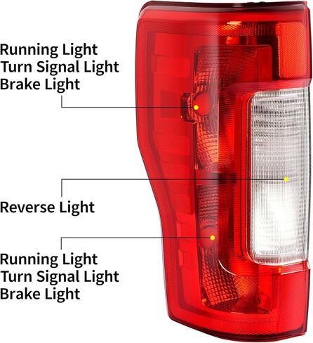ECOTRIC Pair Tail Light Halogen Compatible with 2017-2019 Ford F250 F350 F450 Super Duty Pickup Rear Taillight Lamp Replacement for FO2800256 FO2801256 Clear Red Lens+Chrome Housing Left&Right Side in Saudi Arabia