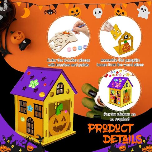 Fennoral 7 Pack Wooden Christmas House Craft Kit for Kids Make You Own 3D Christmas House Kit DIY Paint Christmas DIY Art Craft for Christmas Art Projiect Christmas Party Decoration in Kuwait