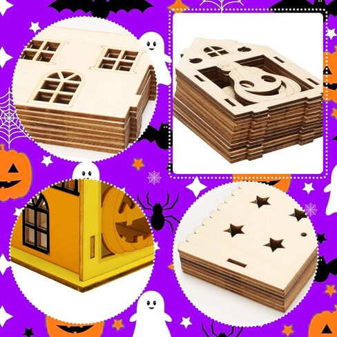 Fennoral 7 Pack Wooden Christmas House Craft Kit for Kids Make You Own 3D Christmas House Kit DIY Paint Christmas DIY Art Craft for Christmas Art Projiect Christmas Party Decoration in Kuwait