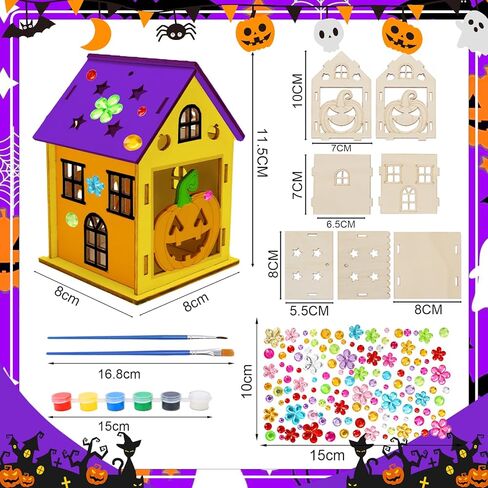 Fennoral 7 Pack Wooden Christmas House Craft Kit for Kids Make You Own 3D Christmas House Kit DIY Paint Christmas DIY Art Craft for Christmas Art Projiect Christmas Party Decoration in Kuwait