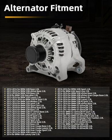 OCPTY Alternators Alternator 2014-2016 for BMW 228i 320i 328i 428i 528i X3 Z4 2.0L L4,12V 170Amp 6-Groove Pulley,Replaces 14203N, 14203, 116220, 104210-6390 in Saudi Arabia