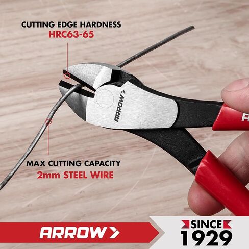 ARROW 7" High Leverage Diagonal Cutting Pliers, Heavy Duty Wire Cutters with Comfortable Grip, Side Cutters for Cutting Wires in Kuwait