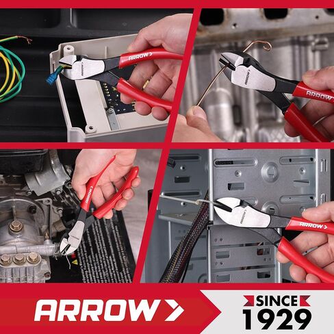 ARROW 7" High Leverage Diagonal Cutting Pliers, Heavy Duty Wire Cutters with Comfortable Grip, Side Cutters for Cutting Wires in Kuwait