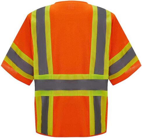SV5400, ANSI/ISEA Class 3, High Vis Mesh Safety Vest, 3M Reflective w/Yellow binding, 7 Pockets, Neon Orange in Saudi Arabia