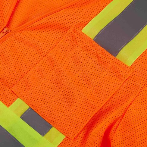 SV5400, ANSI/ISEA Class 3, High Vis Mesh Safety Vest, 3M Reflective w/Yellow binding, 7 Pockets, Neon Orange in Saudi Arabia