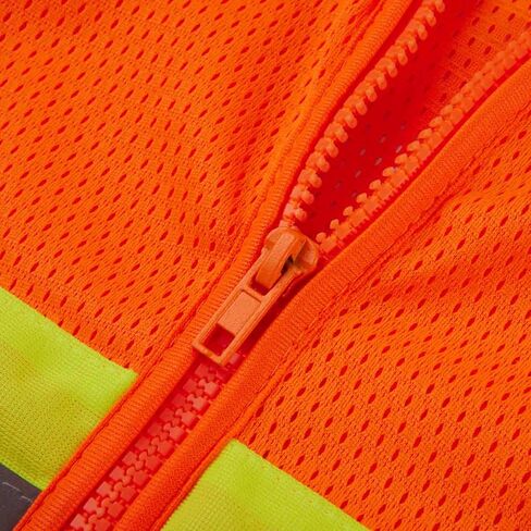 SV5400, ANSI/ISEA Class 3, High Vis Mesh Safety Vest, 3M Reflective w/Yellow binding, 7 Pockets, Neon Orange in Saudi Arabia
