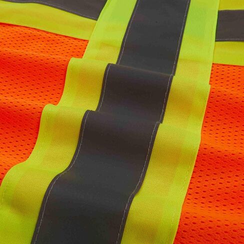 SV5400, ANSI/ISEA Class 3, High Vis Mesh Safety Vest, 3M Reflective w/Yellow binding, 7 Pockets, Neon Orange in Saudi Arabia