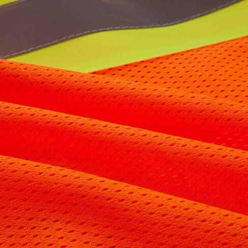 SV5400, ANSI/ISEA Class 3, High Vis Mesh Safety Vest, 3M Reflective w/Yellow binding, 7 Pockets, Neon Orange in Saudi Arabia