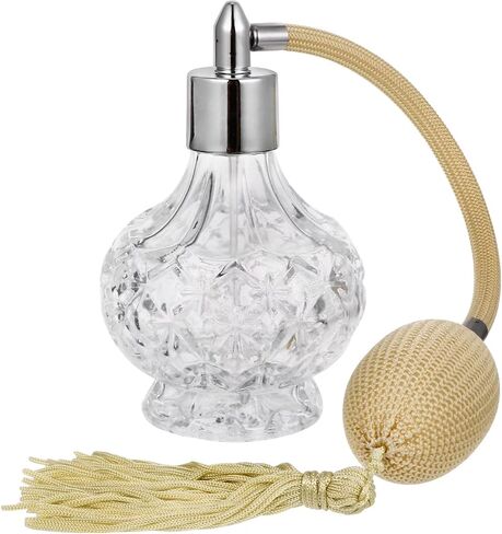 100ml Clear Crystal Vintage Style Perfume Bottle Long Spray Tassels Atomizer Pump Refillable Glass Bottles Lady Makeup Tool (Gold) in Kuwait