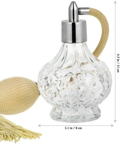 100ml Clear Crystal Vintage Style Perfume Bottle Long Spray Tassels Atomizer Pump Refillable Glass Bottles Lady Makeup Tool (Gold) in Kuwait