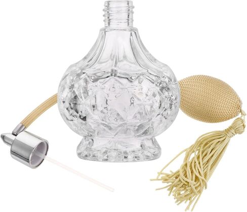 100ml Clear Crystal Vintage Style Perfume Bottle Long Spray Tassels Atomizer Pump Refillable Glass Bottles Lady Makeup Tool (Gold) in Kuwait