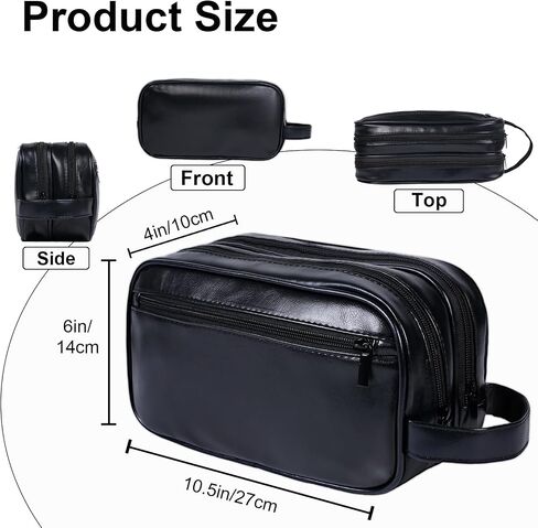 Mens travel toiletry bag, Gift For Men，PU Leather Water Resistant Cosmetic Bag Dopp Kit Shaving Pouch with Large Capacity for Toiletries Accessories(Black) in Saudi Arabia