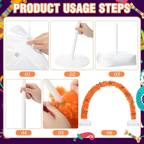 26pcs Day of The Dead Marigold Arch Set Includes Artificial Marigold Garland Arch 2 Fixing Brackets Plastic Ties and Simulated Monarch Butterfly for Day of The Dead Altar Table Decoration in Saudi Arabia