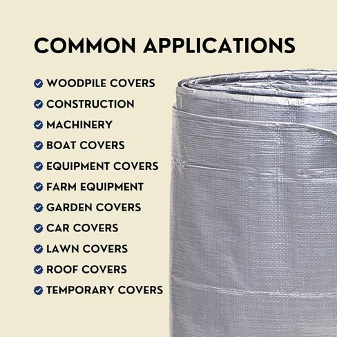 قماش القنب الفضي عالي التحمل مقاس 16 × 30 بوصة من TARP SUPPLY Inc مع حلقات ألومنيوم وزوايا معززة، غطاء واقٍ مقاوم للماء والأشعة فوق البنفسجية 10 مل للسقف والمواد والمعدات والاستخدام الخارجي in Saudi Arabia