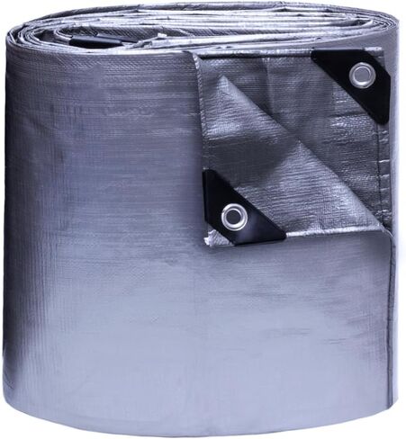قماش القنب الفضي عالي التحمل مقاس 16 × 30 بوصة من TARP SUPPLY Inc مع حلقات ألومنيوم وزوايا معززة، غطاء واقٍ مقاوم للماء والأشعة فوق البنفسجية 10 مل للسقف والمواد والمعدات والاستخدام الخارجي in Saudi Arabia