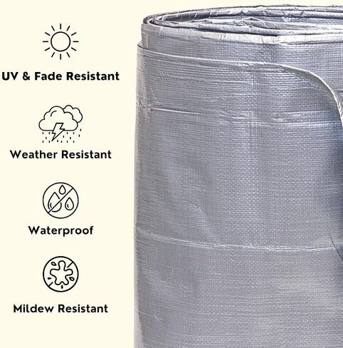 قماش القنب الفضي عالي التحمل مقاس 16 × 30 بوصة من TARP SUPPLY Inc مع حلقات ألومنيوم وزوايا معززة، غطاء واقٍ مقاوم للماء والأشعة فوق البنفسجية 10 مل للسقف والمواد والمعدات والاستخدام الخارجي in Saudi Arabia