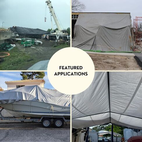 قماش القنب الفضي عالي التحمل مقاس 16 × 30 بوصة من TARP SUPPLY Inc مع حلقات ألومنيوم وزوايا معززة، غطاء واقٍ مقاوم للماء والأشعة فوق البنفسجية 10 مل للسقف والمواد والمعدات والاستخدام الخارجي in Saudi Arabia