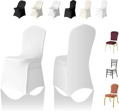100 PCS Beige Universal Fitted Stretch Chair Cover,Wedding,Holidays,Banquet,Party (Ivory Folding Chair Cover) in Saudi Arabia