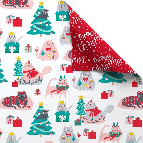 American Greetings Reversible Christmas Wrapping Paper, Dogs, Paw Prints and Snowflakes (1 Roll, 175 sq. ft.) in Saudi Arabia